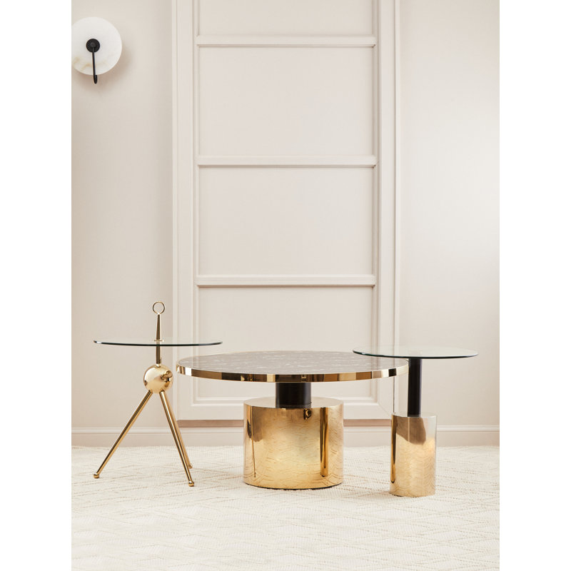Bhodi Glass Top End Table, Gold