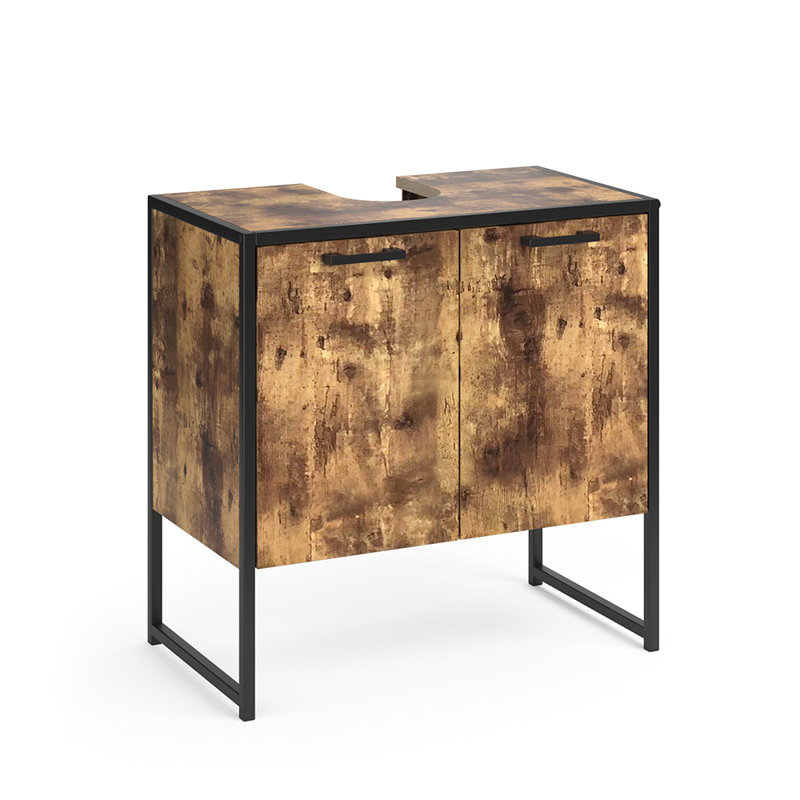 60Cm Free-Standing Single Bathroom Vanity Base Only, Antique Wood