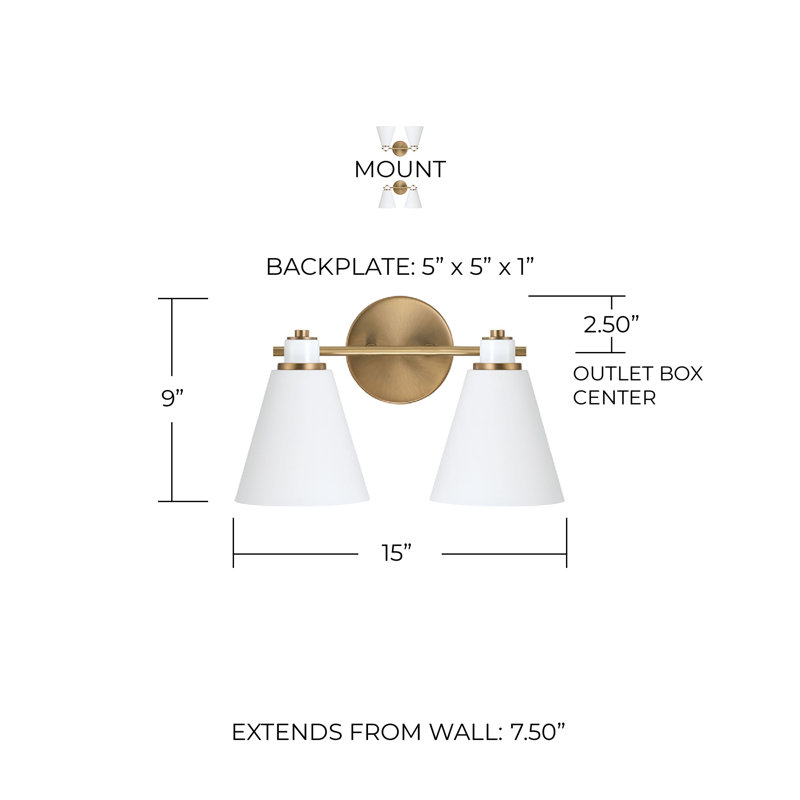 2 - Light Dimmable Vanity Light, White