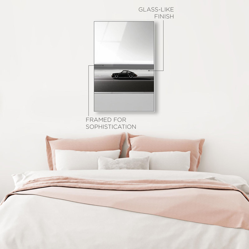 Oliver Gal Classic 964 Wheels Sports Car - Framed Acrylic Glass Wall Art, 24" H x 16" W, White