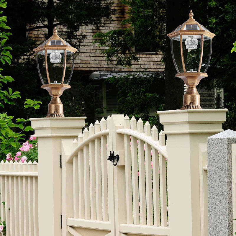 Solar Outdoor Post Light With Dusk to Dawn LED And Vintage Lantern Design, Antique Copper