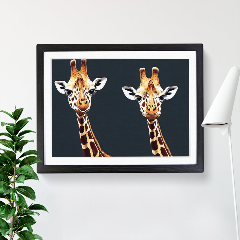 Two Giraffes Vol.2 - Framed Print, Black Framed, 25cm H x 34cm W x 2cm D