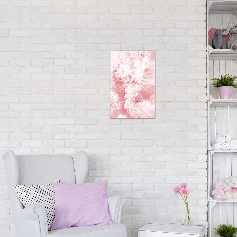 «Pink Ocean» par Sissi & Seb - impression d'art graphique, H 18 po x l 12 po x 1,5 po, Toile tendue, Pas de tapis