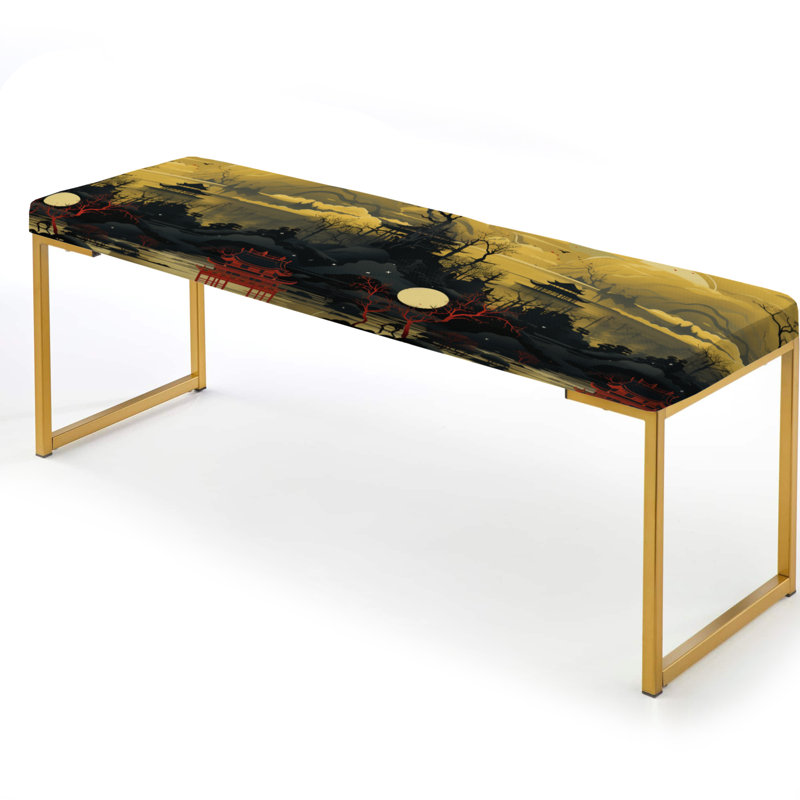 Porte jaune Torii à motif japonais - banc rembourré doré japonais