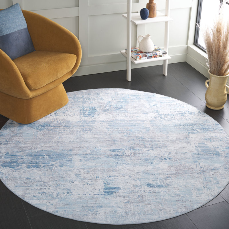 Tapis gris / bleu clair Malibu 944, Rond 6 pi