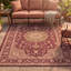 Tapis Darnley traditionnel à médaillon, style persan, bordeaux, cuivre, vert, crème, rose, lavable à la machine, antidérapant, à poils courts, pour l'intérieur et l'extérieur, adapté aux animaux domestiques, idéal pour le salon, la chambre, la salle à manger, l'entrée, le couloir ou le bureau.-1273664486