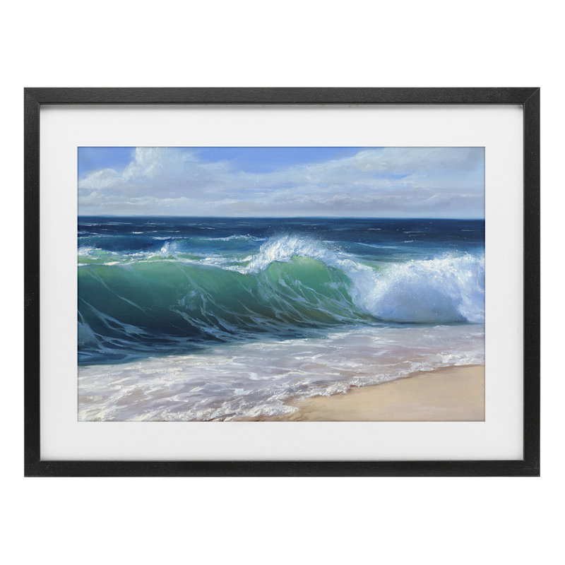 Contenu «Beach Waves Shore», reproduction sous verre encadrée, design par Dimitri Sirenko, H 17 po x l 23 po