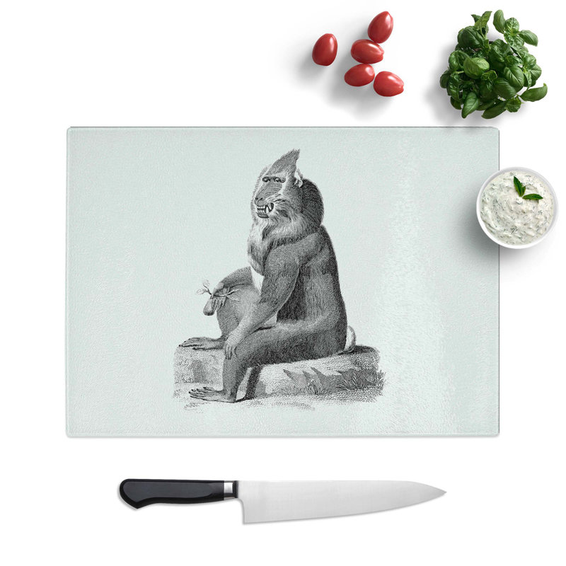 Tempered Glass Baboon Chopping Board, 39 cm W x 28.5 cm L