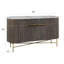 Console ovale en bois de manguier avec portes cannelées et pieds en laiton