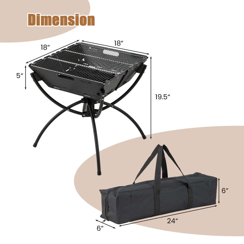 Barbecue au charbon portatif l 18 po Costway, Café