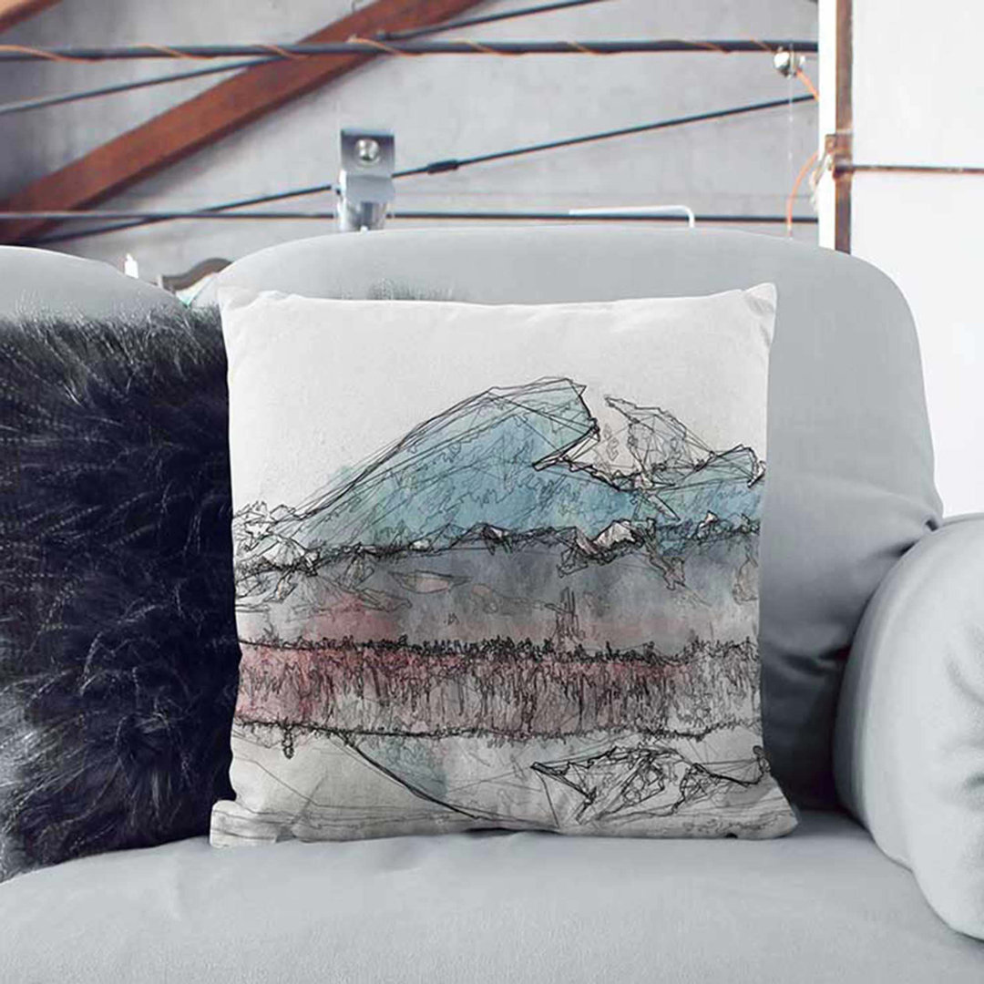 Denali Mount Mckinley in Abstract Cushion with Filling