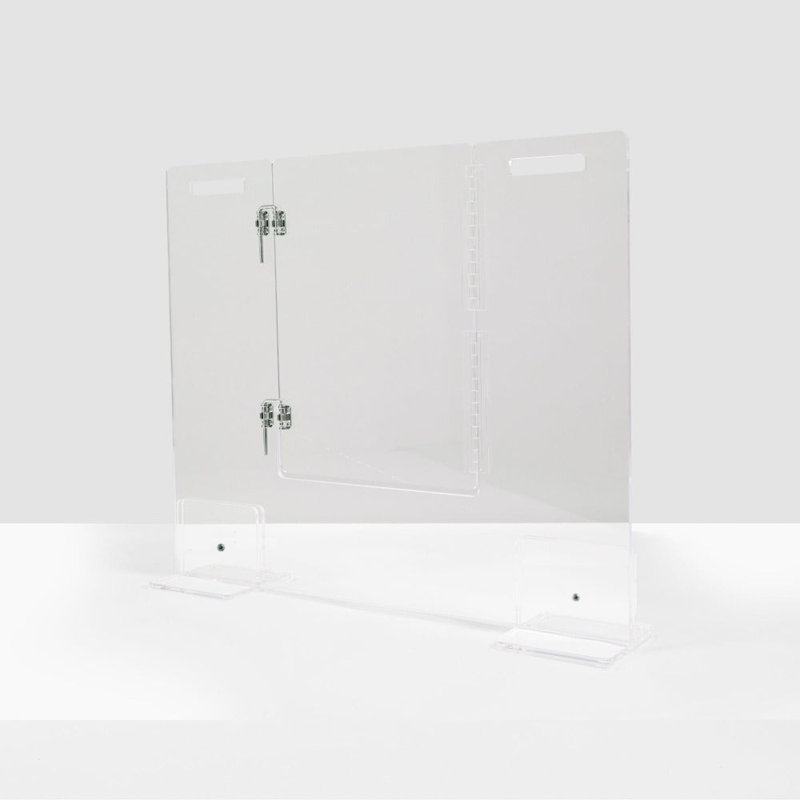Clear Freestanding Pet Gate with Door, 36" W x 30" H