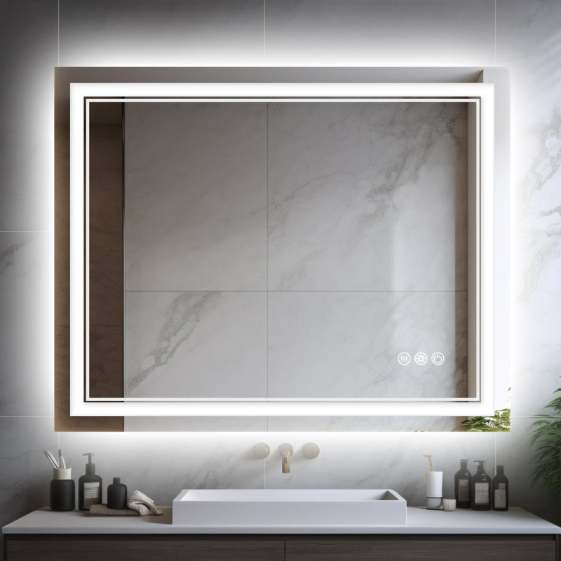 Anti Fog LED Bathroom Mirror 3 Colors Dimmable Vanity Mirror with Back and Front Lighting, 32" x 40"