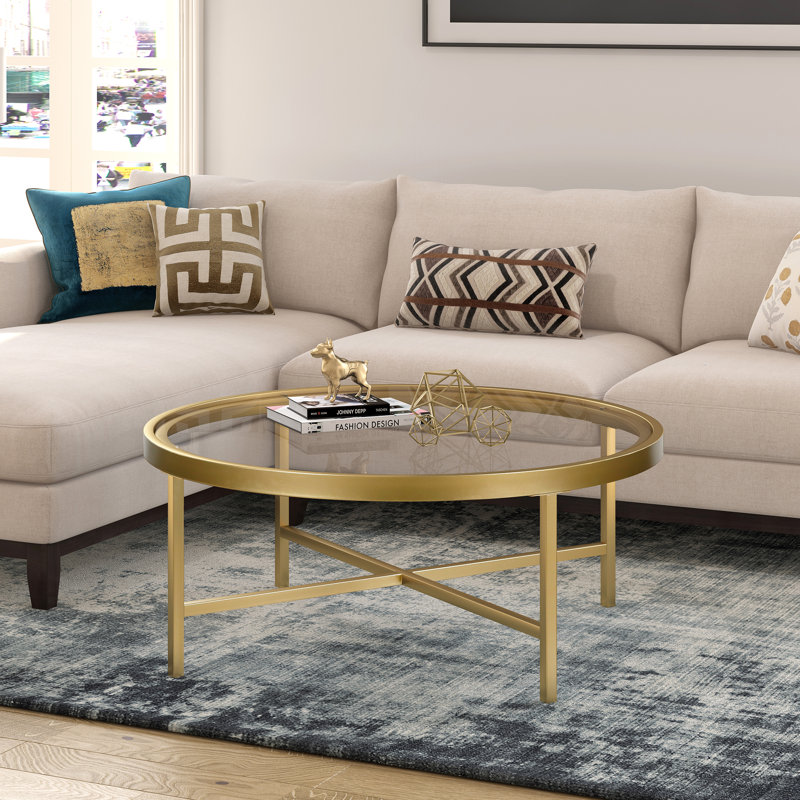 Kymorah Glass Top Coffee Table, Gold