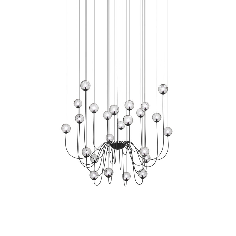 Puppet 24 - Light Chandelier, Crystal Transparent, Matte Black