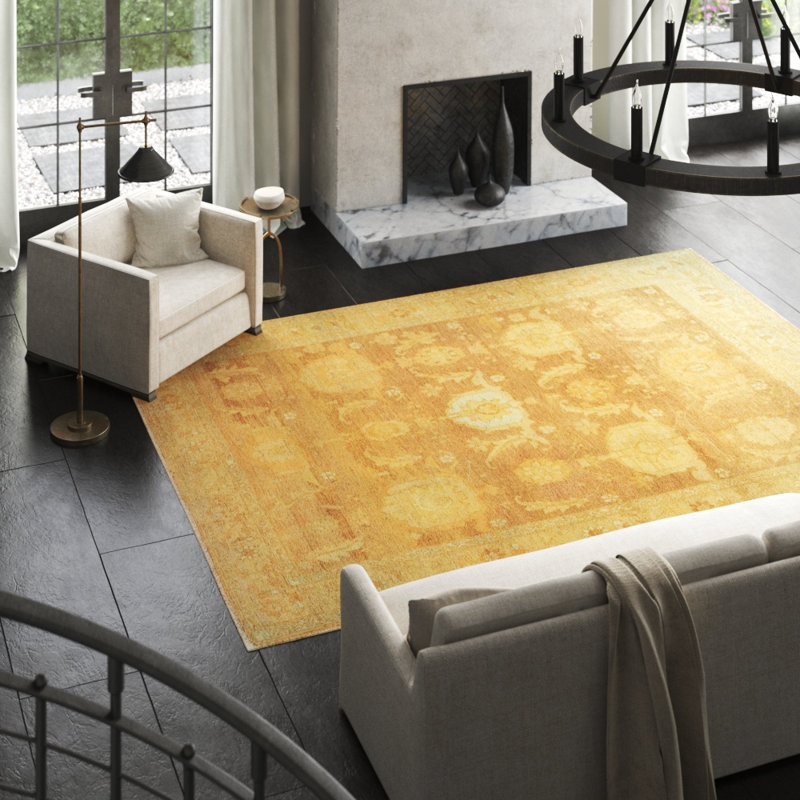 Sebastia Wool Oriental Area Rug in Brown/Gold, Rectangle 10' x 14'