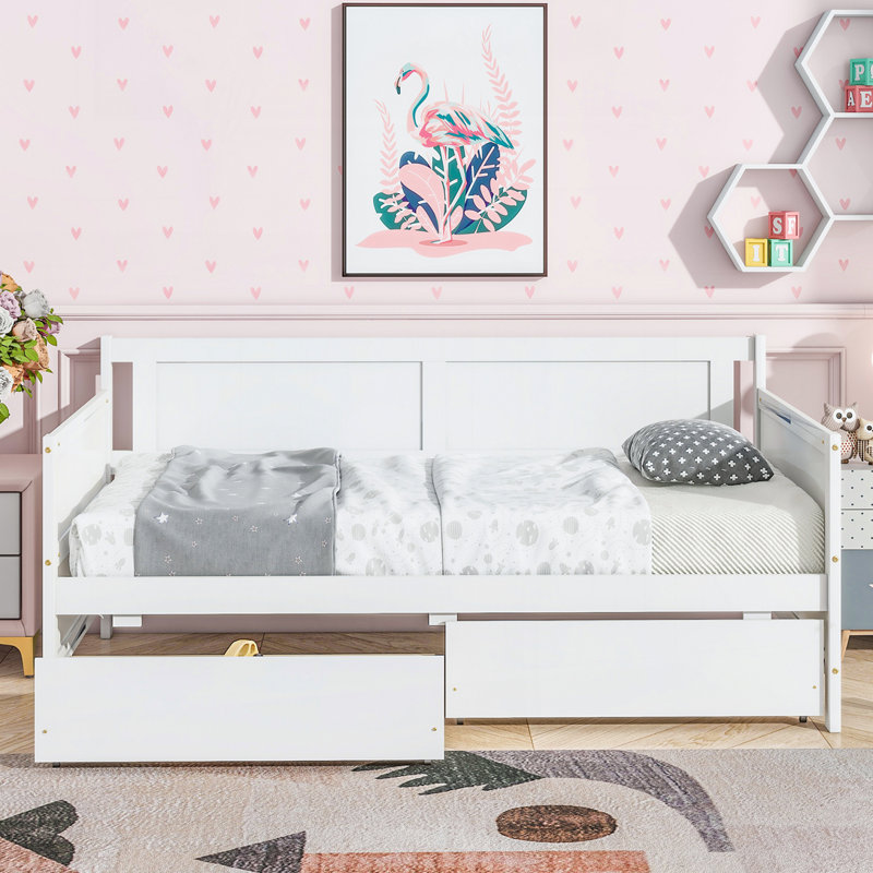 Twin Size Pine Wood Daybed, White