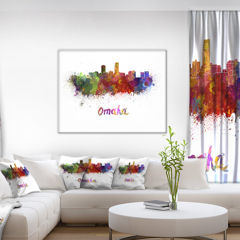 «Omaha Skyline Cityscape» par Designart, impression sur toile, H 30 po x l 40 po x P 1 po