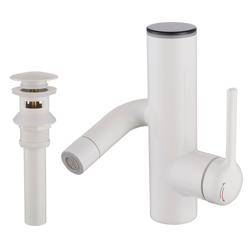 7-1/2"H Single Handle Single Hole Bathroom Sink Faucet With Drain Assembly, White