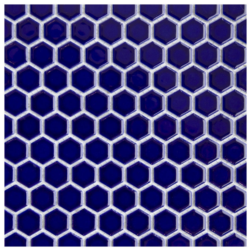 Carreau de mosaïque murale en céramique 1 po x 1 po, Cobalt