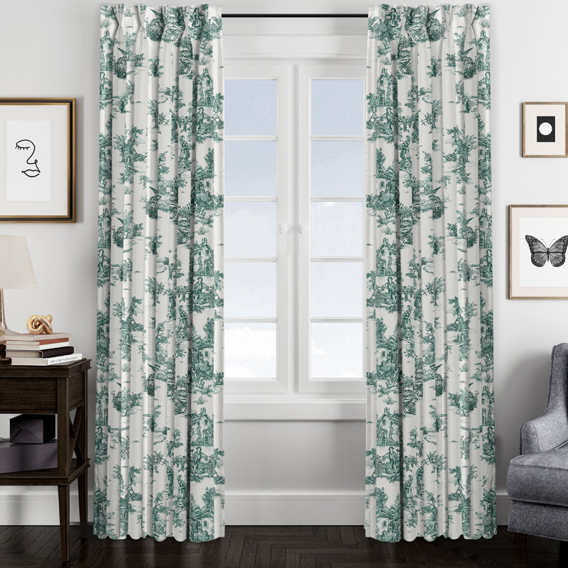 Rideau simple obscurcissant Toile De Jouy, Noir, l 20 po x L 84 po