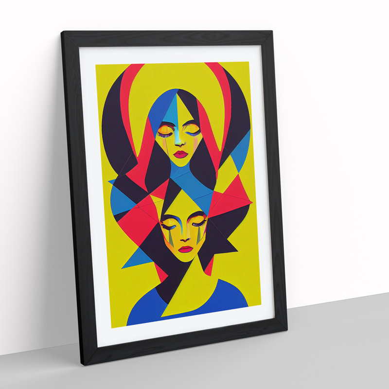 XC1022-390X Abstract Portrait Of A Woman No.3 - Print on Canvas, Black Fram ed, 64cm H x 46cm W x 2cm D