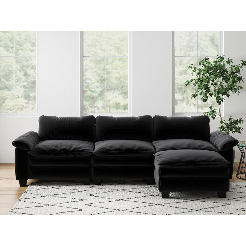 Ensemble modulaire en velours 4 pièces, Velours noir