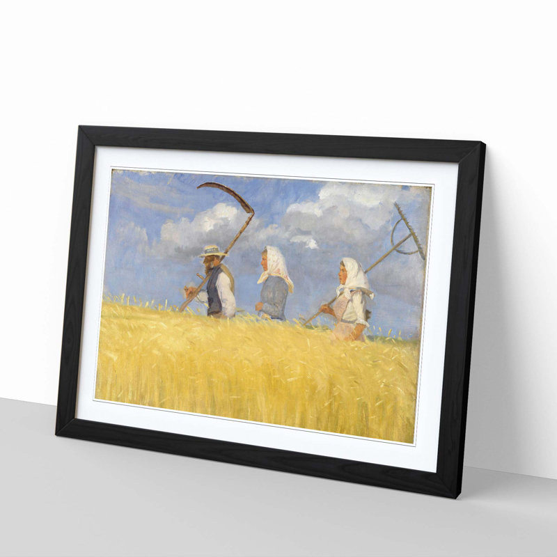 Harvesters by Anna Ancher Framed Wall art - Framed Print, Black