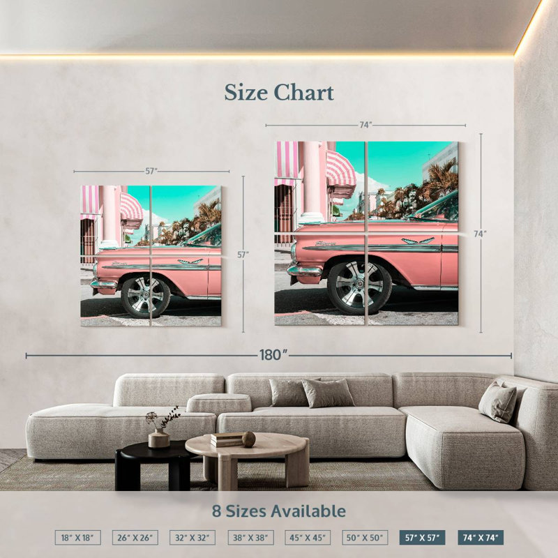 Mehar Vintage Pink Car, 74'' H x 74'' W