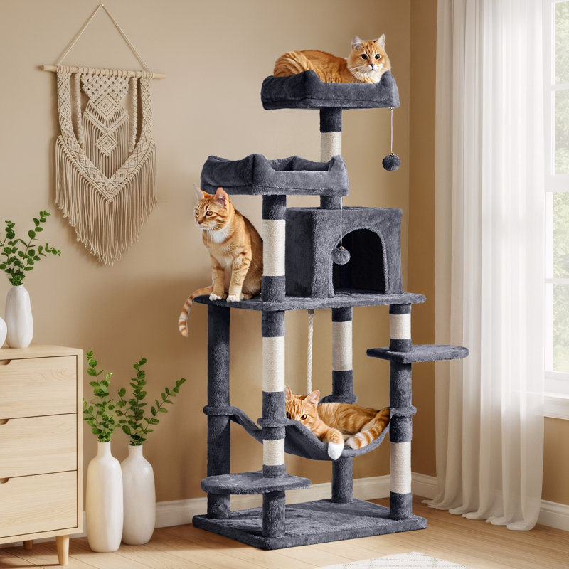 Multilevel 150cm Cat Tree, Dark Grey