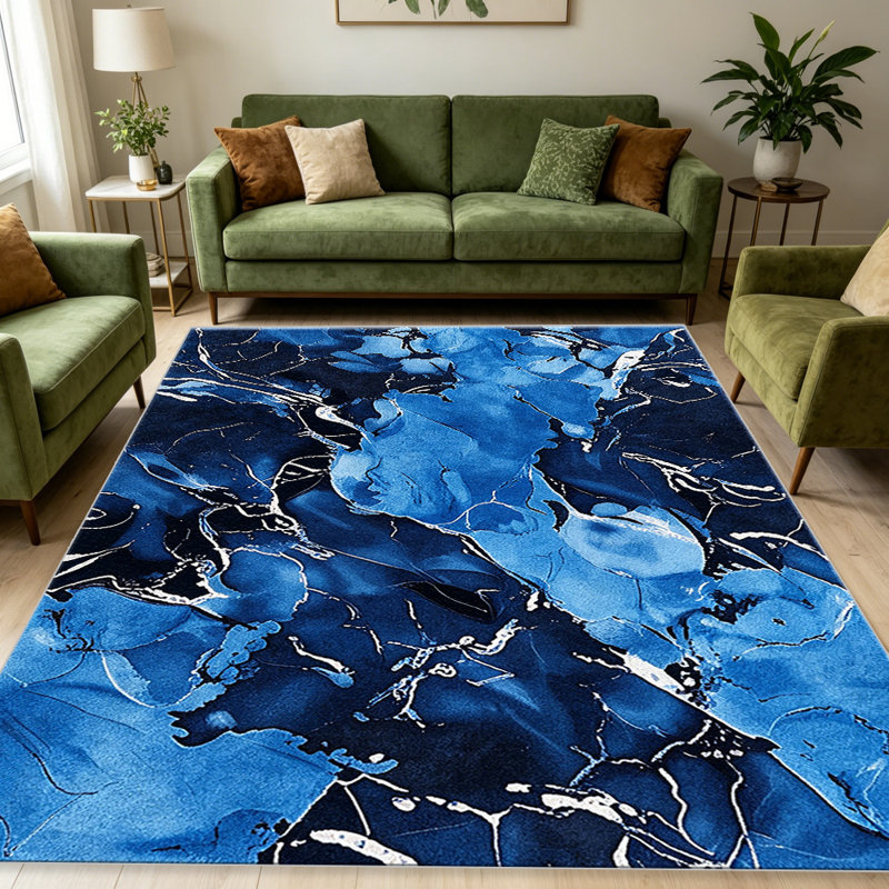 Blue Marble Gold carpet-easy to clean, machine-washable, soft and comfortable; suitable for door mats, kitchens, living rooms, bedrooms, corridors, and laundry areas. Easy to clean, durable carpet for home decoration.