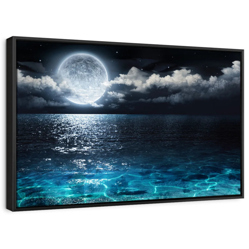 Impression sur toile romantique pleine lune, H 27 po x l 40 po