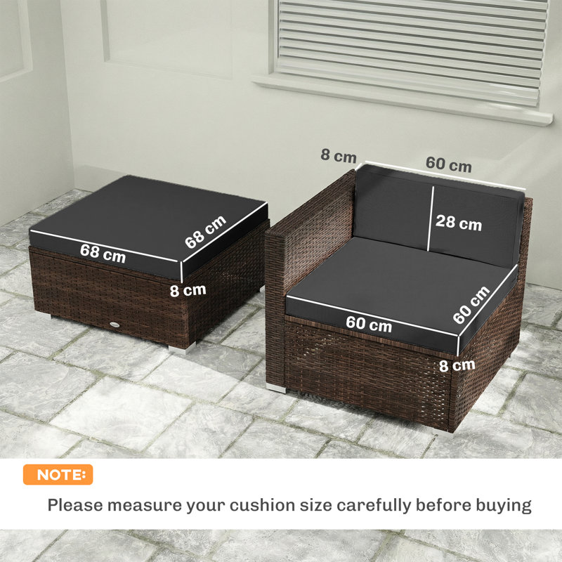 Outsunny 7-Piece Patio Furniture Cushions Water-Repellent, Black