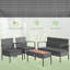 Ensemble de conversation pour patio en acacia pour 4 personnes avec coussins