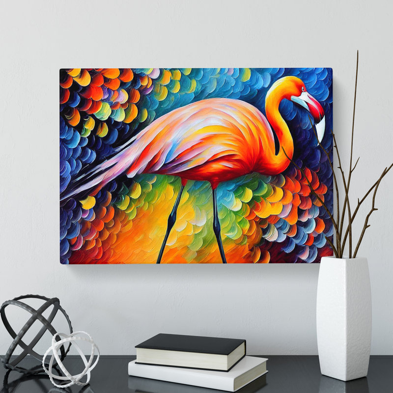 Flamingo Painting Vol.2 Abstract - Wrapped Canvas, 35cm H x 50cm W x 3cm D