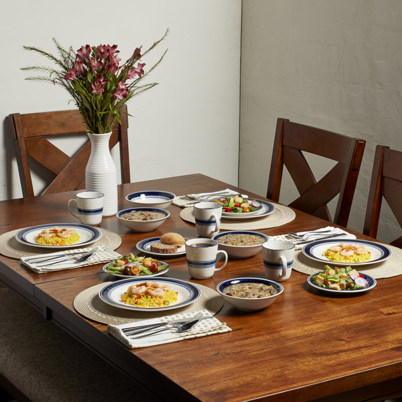 Elegant White and Blue Porcelain Dinnerware Set for 4