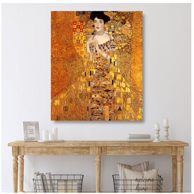 The Lady in Gold by Gustav Klimt. The World Classic Art Reproductions, Giclee Canvas Prints Wall Art for Home Decor, 45x36x1.5 inches