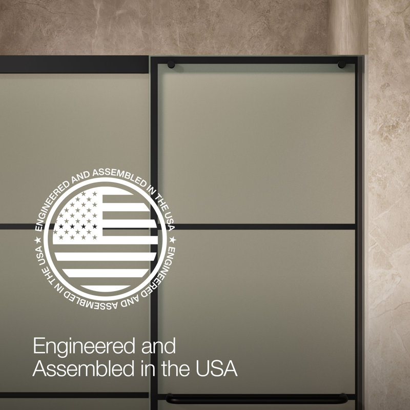 Elate Sliding Shower Door, 70-1/2-In H X 44-1/4 - 47-5/8-In W, With 1/4-In Thick Crystal Clear Glass With Rectangular Grille Pattern