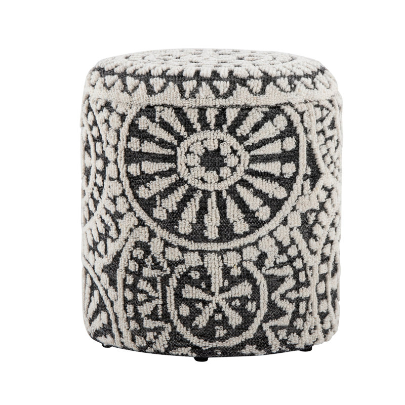 Coffre de rangement en laine noire tissée à la main de 45,7 cm (18 po), style noué, couvercle amovible, usage intérieur, limite de poids de 113 kg (250 lb), design avec couvercle de rangement, polyvalent, aucun assemblage requis