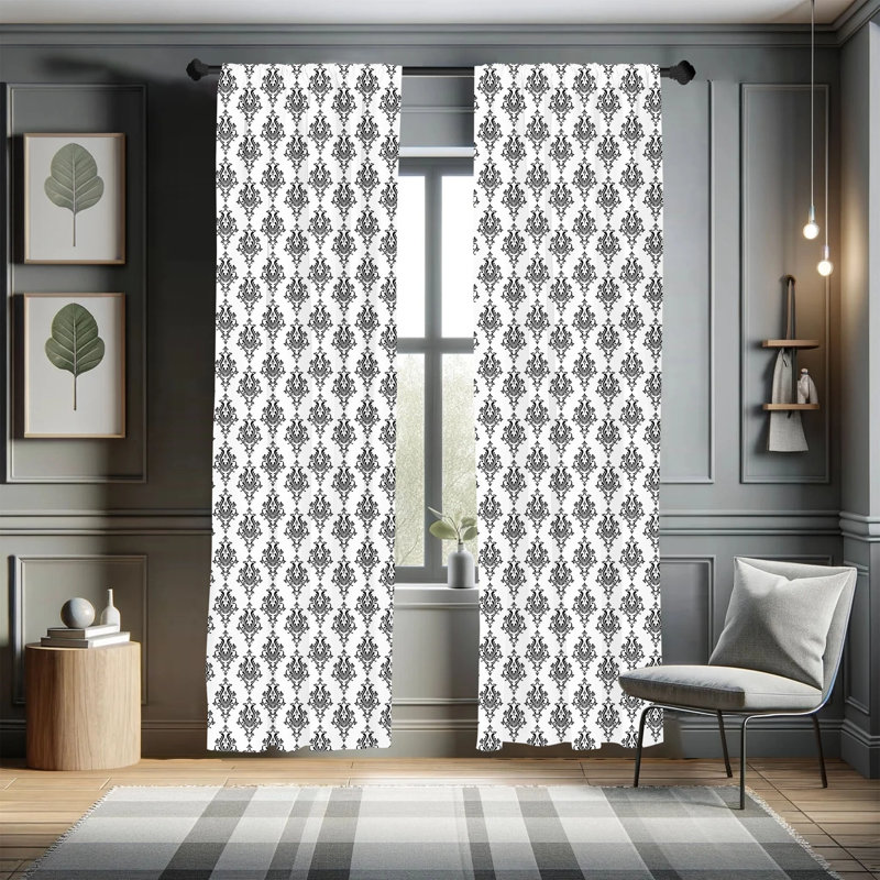 Damask Semi-Sheer Rod Pocket Curtain Panels, 28" x 63"