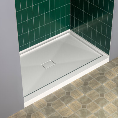 48 po X 32 po Base de bac de douche à surface solide en blanc, installation en alcôve avec options de drain gauche / droite / centrale, antidérapante et anti-moisissure