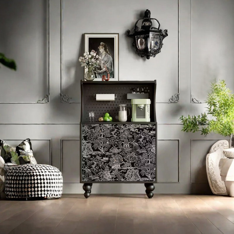 Armoire d'appoint moderne au design rétro moderne, Noir, noir, noir, noir