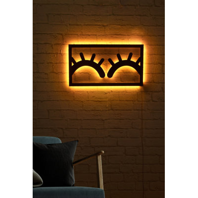 Élégant éclairage DEL décoratif de couleur jaune, 19,7 po x 11,0 po | Base de panneau de fibres à densité moyenne noire (0,11 po d'épaisseur) | 60 DEL / m, 350 lumens, sortie 12 A 1 V CC, durée de vie de 50 000 heures, système de suspension murale intégré