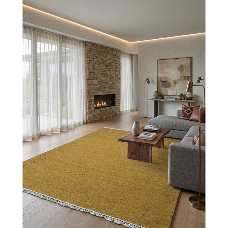 Tapis d'intérieur en coton et polyester tissé à la main, Rectangle 5 pi x 8 pi