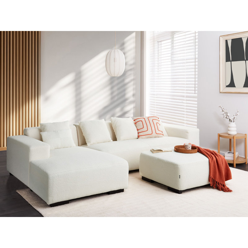 Alhan 4 Seater Corner Sofa , Right Hand Facing, White