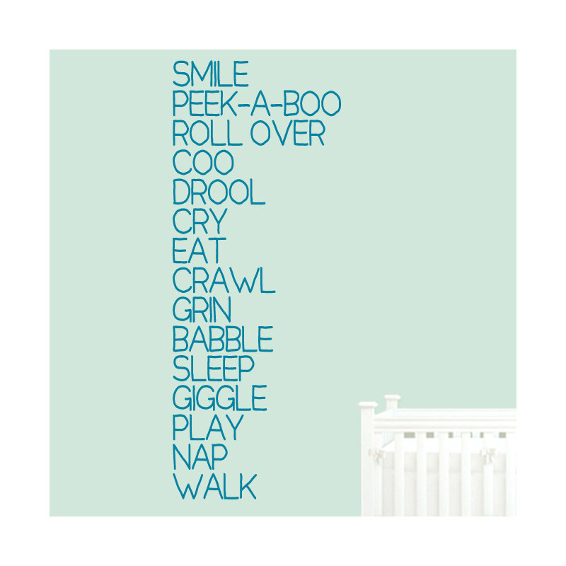 Décalcomanie murale « baby words », Bleu sarcelle