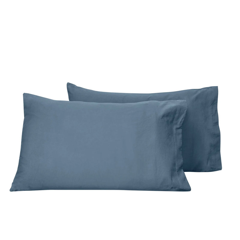Viola Sateen Pillow Case, Antique Blue, King