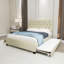 Lit gigogne escamotable beige avec rangement et tiroir