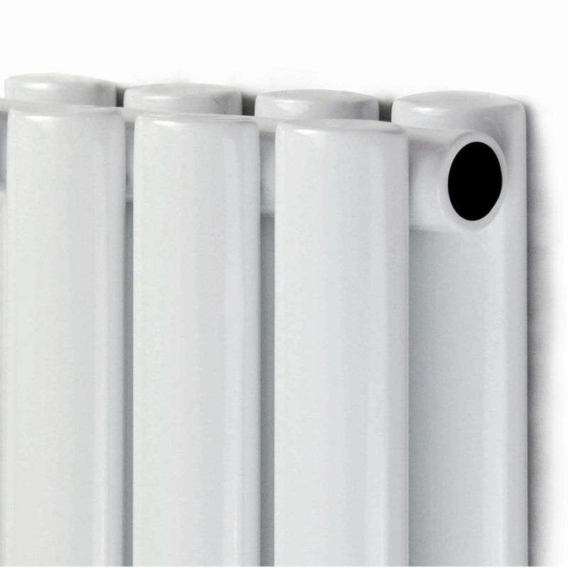 iBathUK Princia Vertical Double Oval Panel Radiator, White, 1600cm H x 240cm W x 79cm D