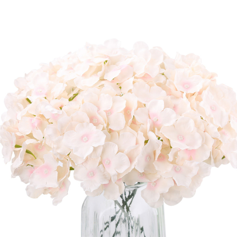 Tête de fleur d'hortensia artificielle avec mât, Champagne